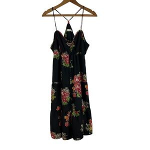 American Eagle Outfitters Black Red Floral Print Mini Dress Sleeveless 14